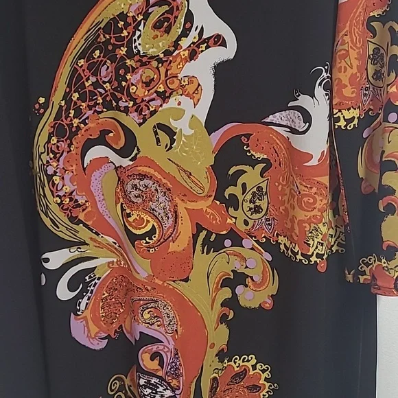 Eva Varro Stretch Artistic Design Multi Color Dress Sz XL -V Neck - Picture 5 of 11